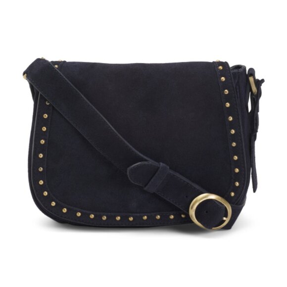 HAUTE HIPPIE STYLE Suede Stud Crossbody In Navy - Picture 1 of 4